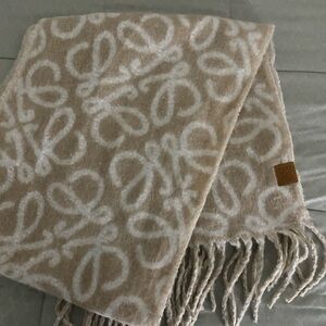 Loewe Tan and White Patterned scarf